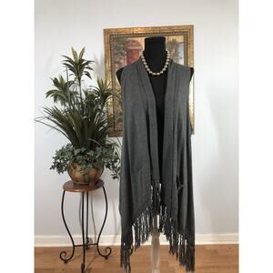 Hollister Cozy Baby Women Cardigan Sweater Gray Sleeveless Shawl Knit Y2K Boho
